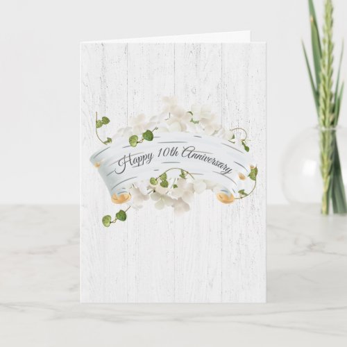 10th Anniversary On Birch Scroll With Ivy Card