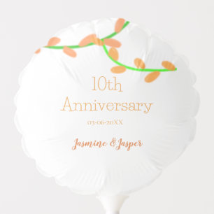 10th anniversary orange lavendar leaf name classic balloon