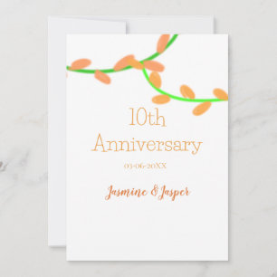 10th anniversary orange lavendar leaf name classic invitation