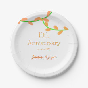 10th anniversary orange lavendar leaf name classic paper plates
