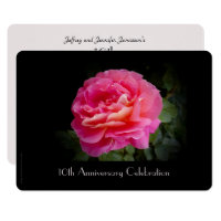 10th Anniversary Party Invitation Single Pink Rose