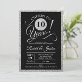 10th Anniversary Party - Silver Black Invitation (Standing Front)