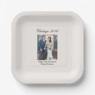 10th Anniversary Party Supplies Wedding Photo Paper Plates