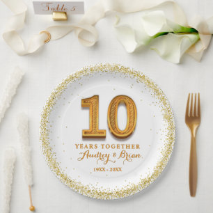 10th Anniversary Personalized Paper Plates