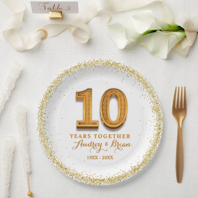 10th Anniversary Personalized Paper Plates (Wedding)