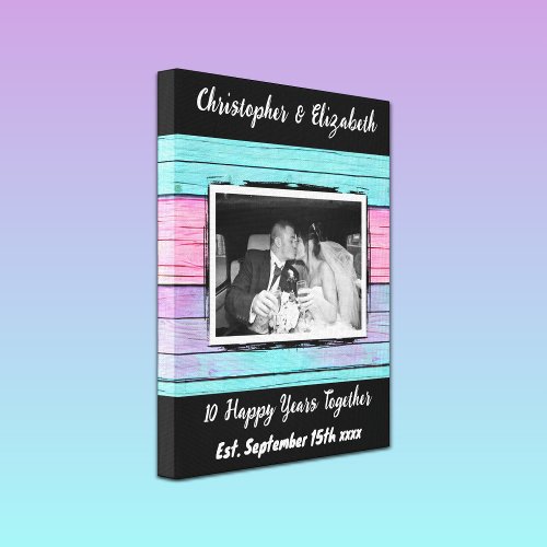 10th anniversary photo unicorn colors black canvas print