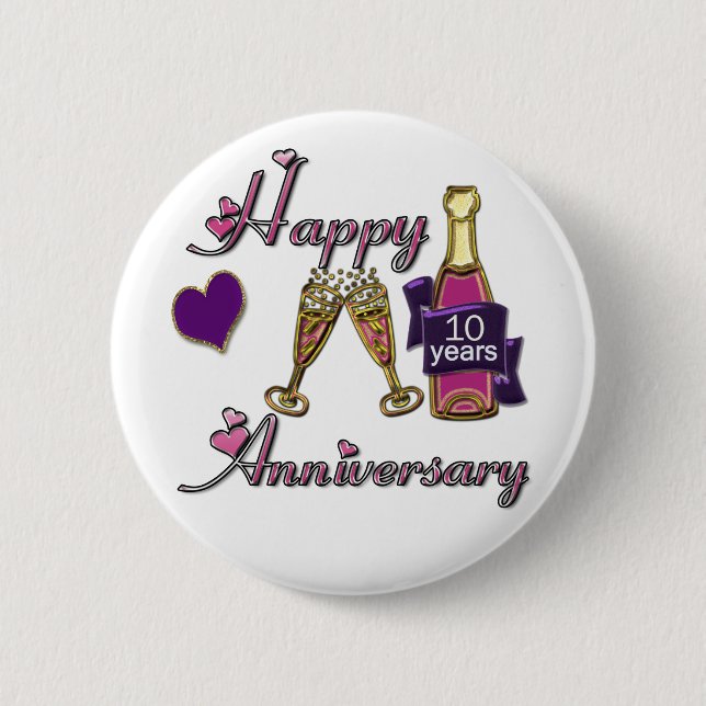 10th. Anniversary Pinback Button (Front)