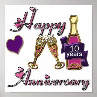 10 Year Wedding Anniversary Posters Zazzle 10th Anniversary Poster