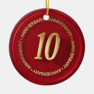 10th anniversary red wax seal ceramic ornament