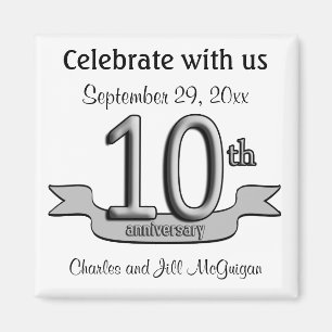 10th Anniversary Save The Date Party Favors Magnet