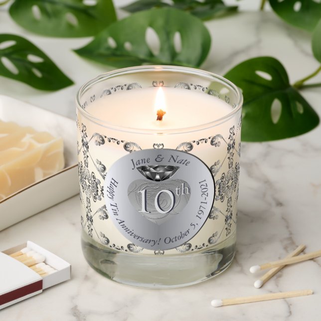 10th Anniversary Scented Jar Candle (Lit)