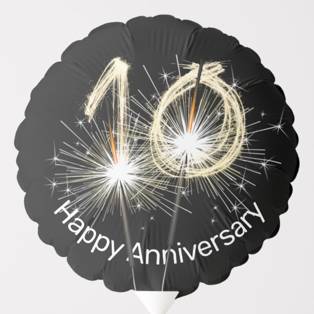 10th Anniversary Sparklers on Black Balloon (Front)
