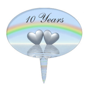 10th Anniversary Tin Hearts Cake Topper