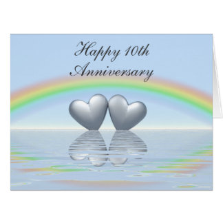 10th Anniversary Tin Hearts Card