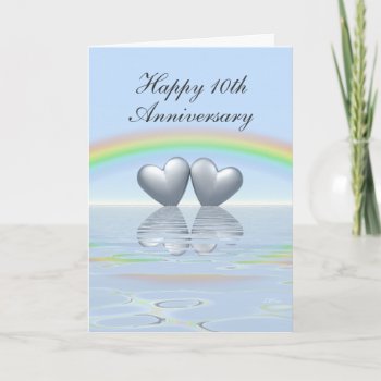 10th Anniversary Tin Hearts Card by Peerdrops at Zazzle