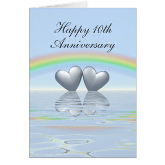 10th Anniversary Tin Hearts Card