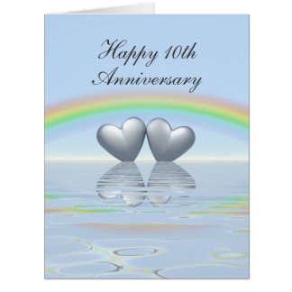 10th Anniversary Tin Hearts Card