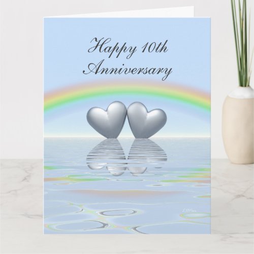 10th Anniversary Tin Hearts Card