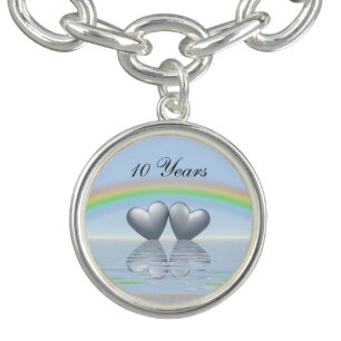 10th Anniversary Tin Hearts Charm Bracelet