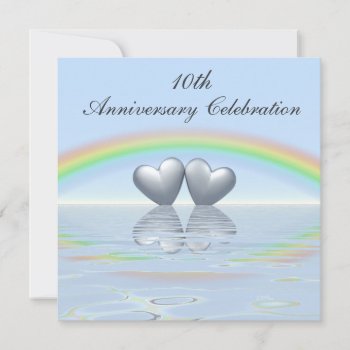 10th Anniversary Tin Hearts Invitation by xfinity7 at Zazzle