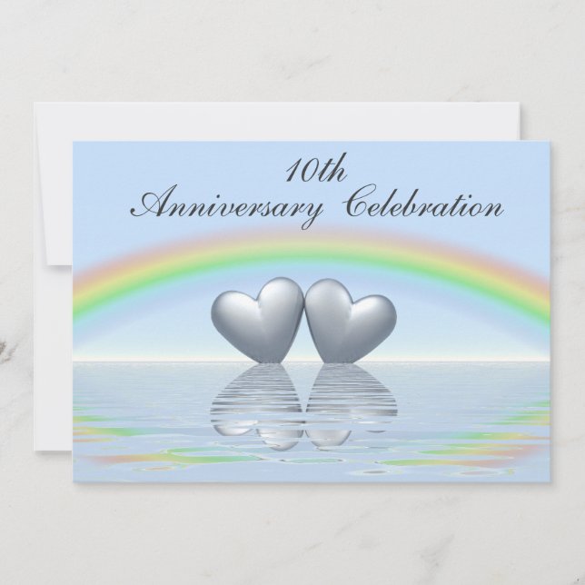 10th Anniversary Tin Hearts Invitation (Front)