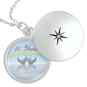 10th Anniversary Tin Hearts Locket Necklace