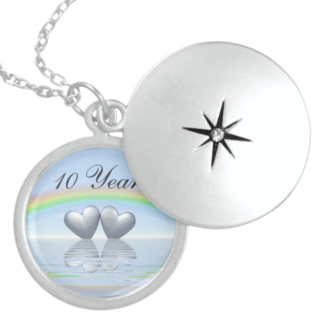 10th Anniversary Tin Hearts Locket Necklace (Front)