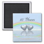10th Anniversary Tin Hearts Magnet at Zazzle