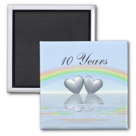 10th Anniversary Tin Hearts Magnet