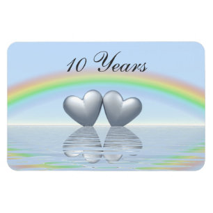 10th Anniversary Tin Hearts Magnet