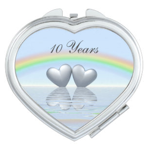 10th Anniversary Tin Hearts Makeup Mirror