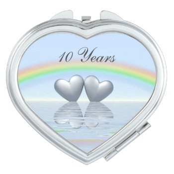 10th Anniversary Tin Hearts Makeup Mirror by Peerdrops at Zazzle