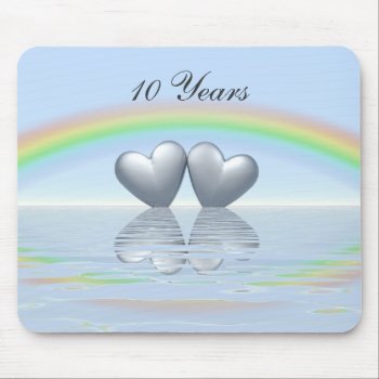 10th Anniversary Tin Hearts Mouse Pad by Peerdrops at Zazzle
