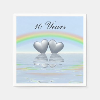 10th Anniversary Tin Hearts Paper Napkins by Peerdrops at Zazzle