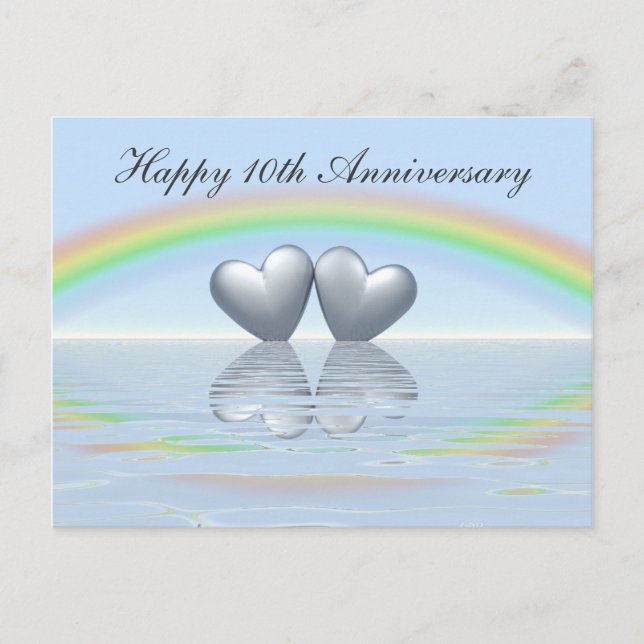 10th Anniversary Tin Hearts Postcard (Front)