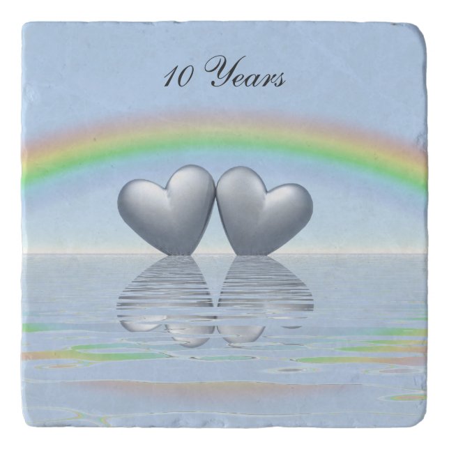 10th Anniversary Tin Hearts Trivet (Front)