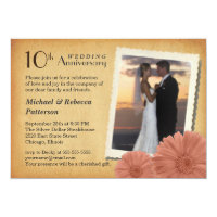 10th Anniversary Vintage Daisy Photo Invitations