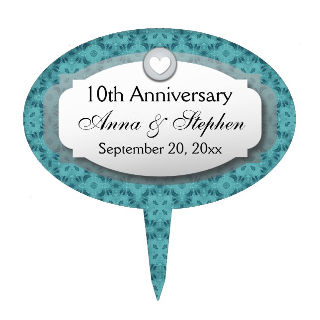 10th Anniversary Wedding Anniversary Z09 Cake Topper (Front)