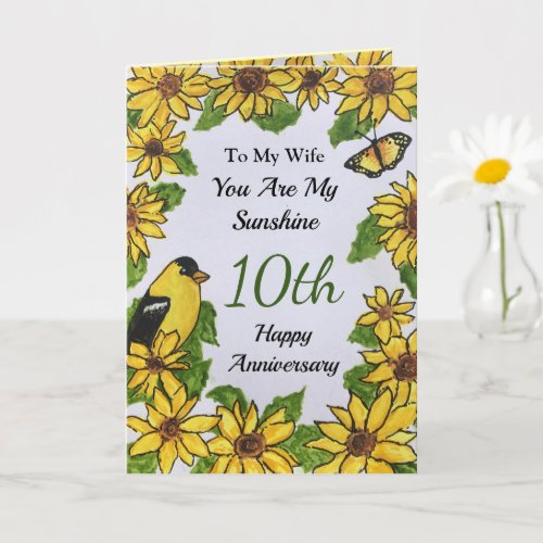10th Anniversary Wife You Are My Sunshine Card