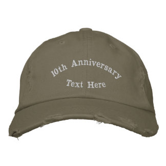 10th Anniversary with Custom Text Light Olive-Hat  Embroidered Baseball Cap