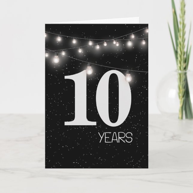 10th Anniversary with Lights and Stars   Card (Front)