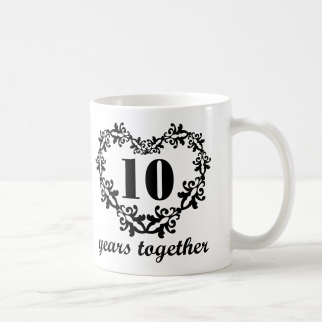 10th Anniversary Years Together Heart Gift Mug (Right)