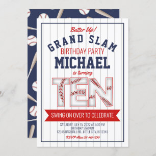 10th Baseball Birthday Invitation