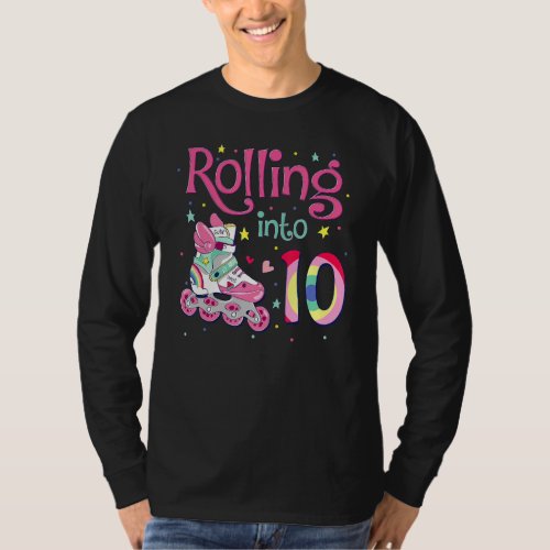 10th Bday Rolling Into 10 Birthday Girl Roller Ska T_Shirt