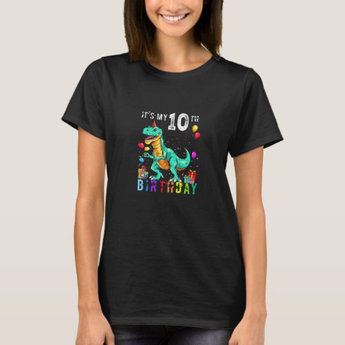 10th Birthday 10 Year Old Boy Dino Rex Dinosaur 3  T_Shirt