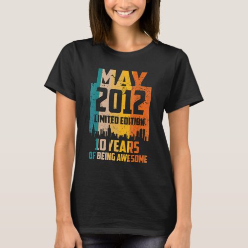 10th Birthday 10 Years Awesome Since May 2012 Vint T_Shirt