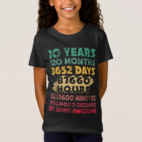 10th Birthday 10 Years Of Being Awesome T_Shirt