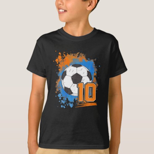 10th Birthday 10 Years Old Soccer Ball T_Shirt
