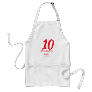 10th birthday add name date year red template  adult apron