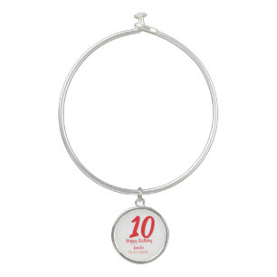 10th birthday add name date year red template  bangle bracelet